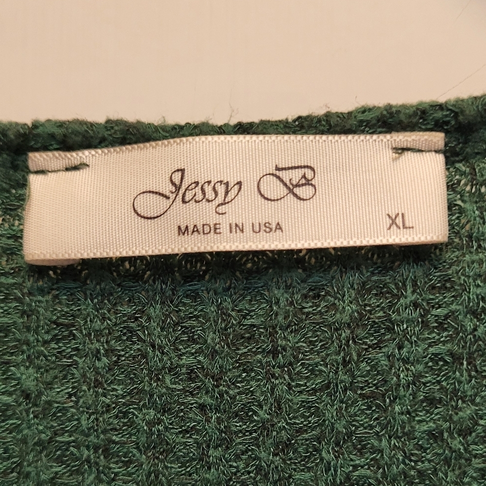 Jessy B Soft Forest Green V-Neck Sweater with 3/4 Sleeves - Size XL - Picture 3 of 3